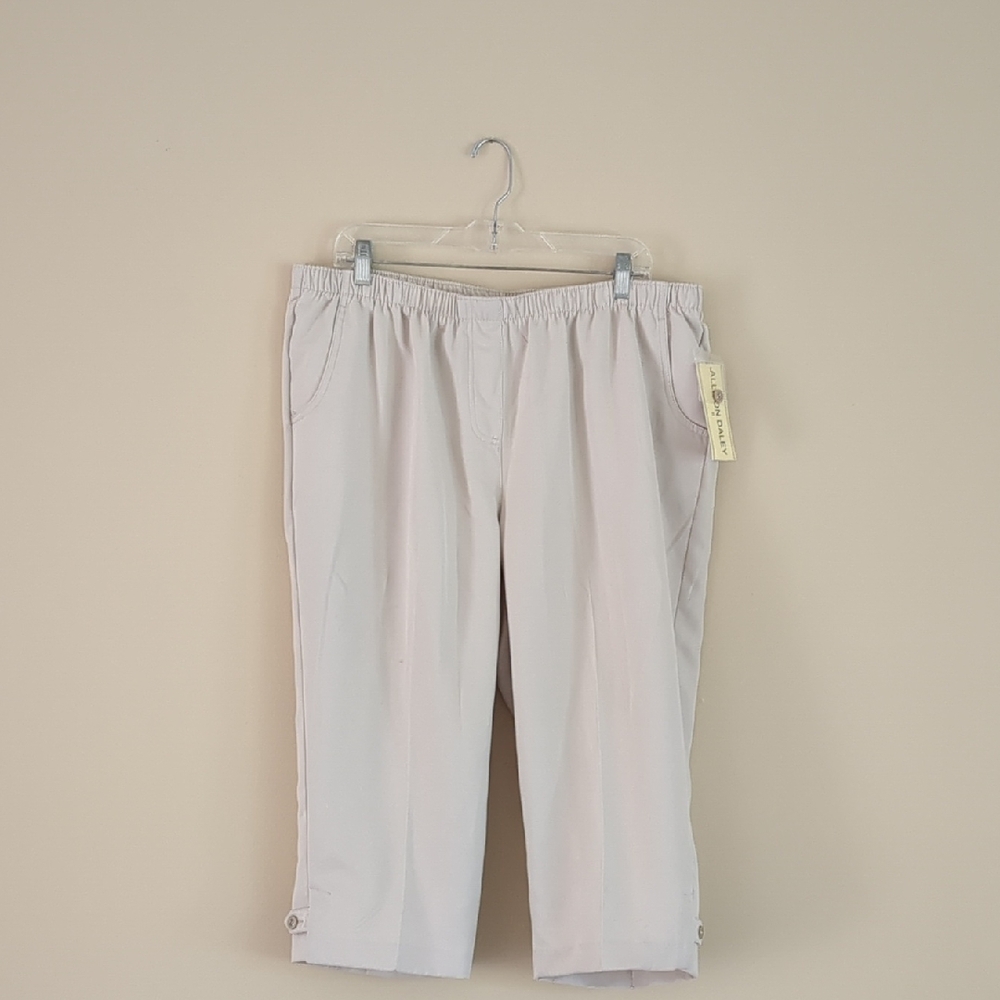 18W Allison Daley Light Stone Pull On Cream Color Capris
